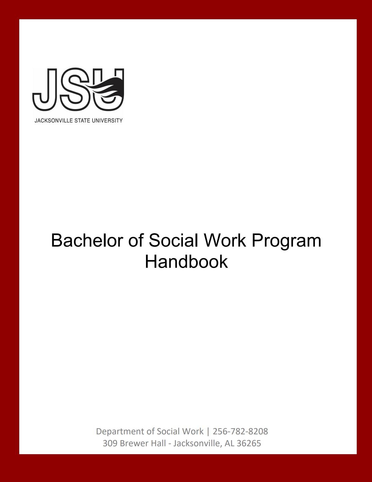 JSU BSW Program Handbook Cover